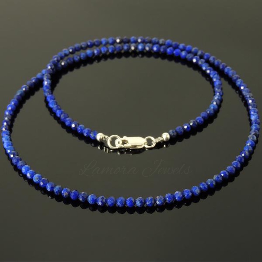 Lapis Lazuli Gemstone Sterling beaded Necklace